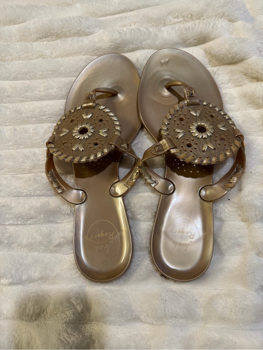 Jack Rogers Gold Thong Sandals